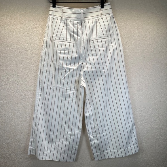 Tibi Bianca Crop Pant Ivory Multi Womens Size 6 High Waist Wide Leg Preppy - Picture 4 of 16